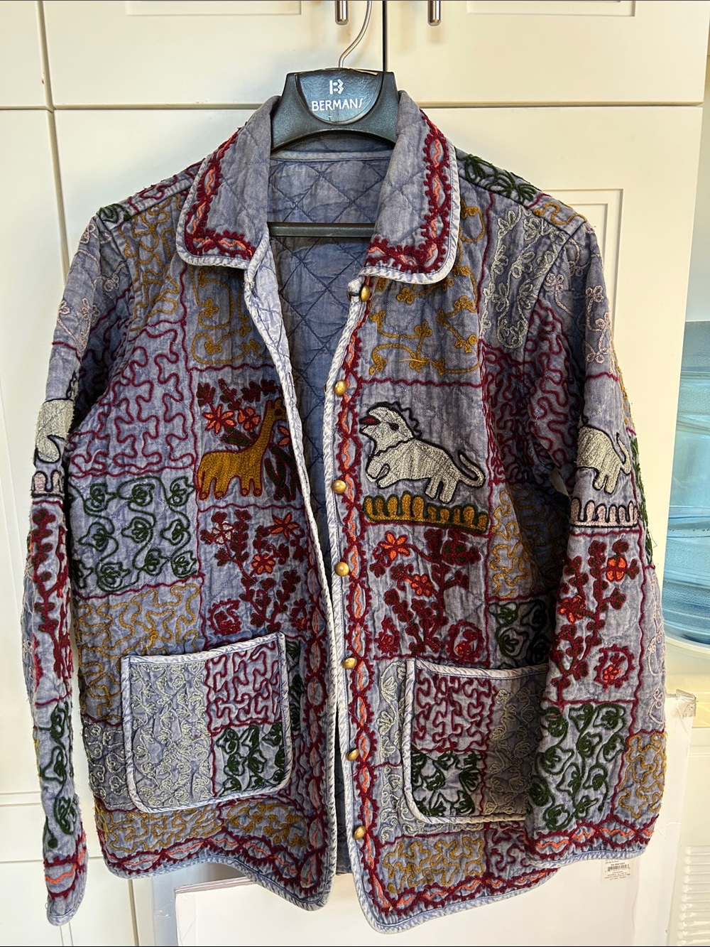 Kanta Embroidered Lavender Patchwork Jacket with Animal Motif
